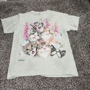 The Mountain Cat Selfie T Shirt Unisex L Bleached Dye Wash,kitty Crazy Cat Lady